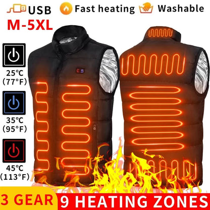 9 Heated Vest Zones Electric Heating Jacket For Camping